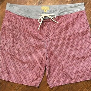 J. Crew Red and Gray Men's Swim Shorts